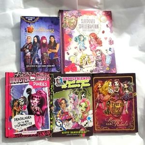 :  lot of 5 books , 1 descendants 2 PB , 2HC monster high & 2HC ever after high